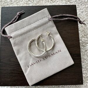 David Yurman Silver Twisted Hoop Earrings